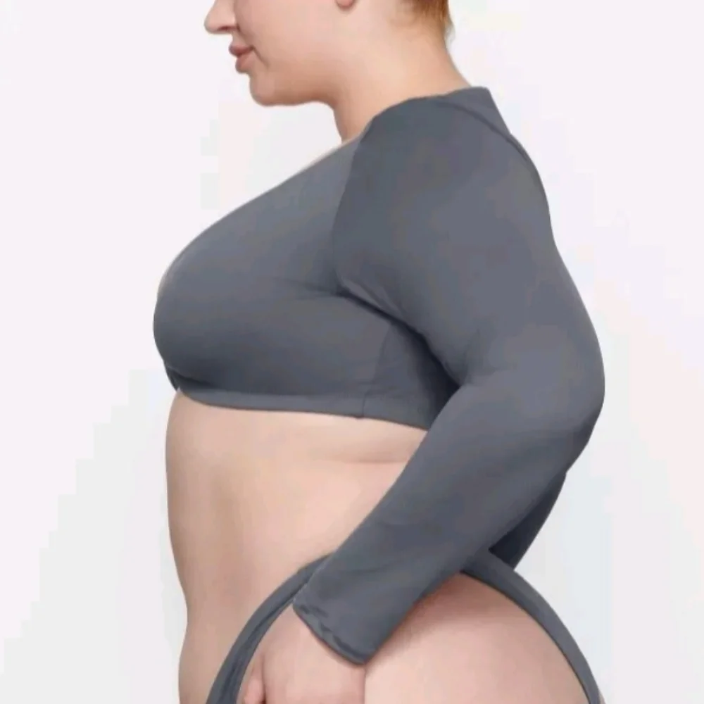 NWT SKIMS Recycled Swim Long Sleeve Shrug Size 3X Gunmetal